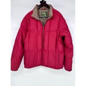 Eddie Bauer Goose Down Puffer Jacket XL Tall Red Quilted Full Zip Mens Outdoor‎